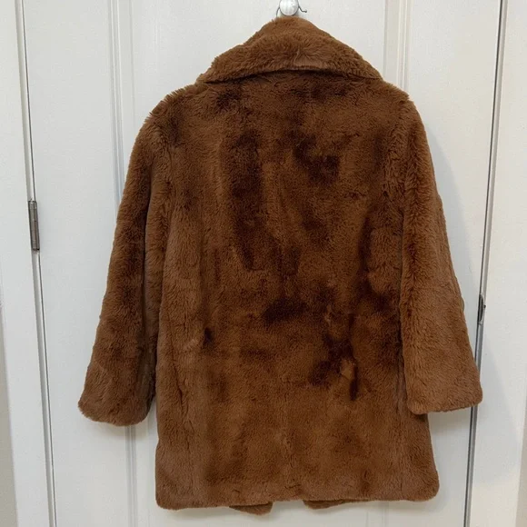 MANGO Luxurious Brown Faux Fur Coat S